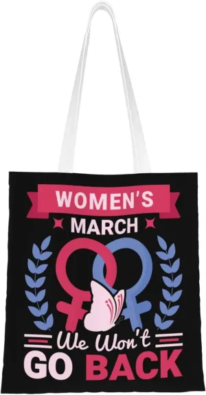 Women's March Go Back Tote Bag for Women Canvas Shopping Bags Reusable Beach Bag Grocery Bags Tote Shoulder Bag Gift Bags
