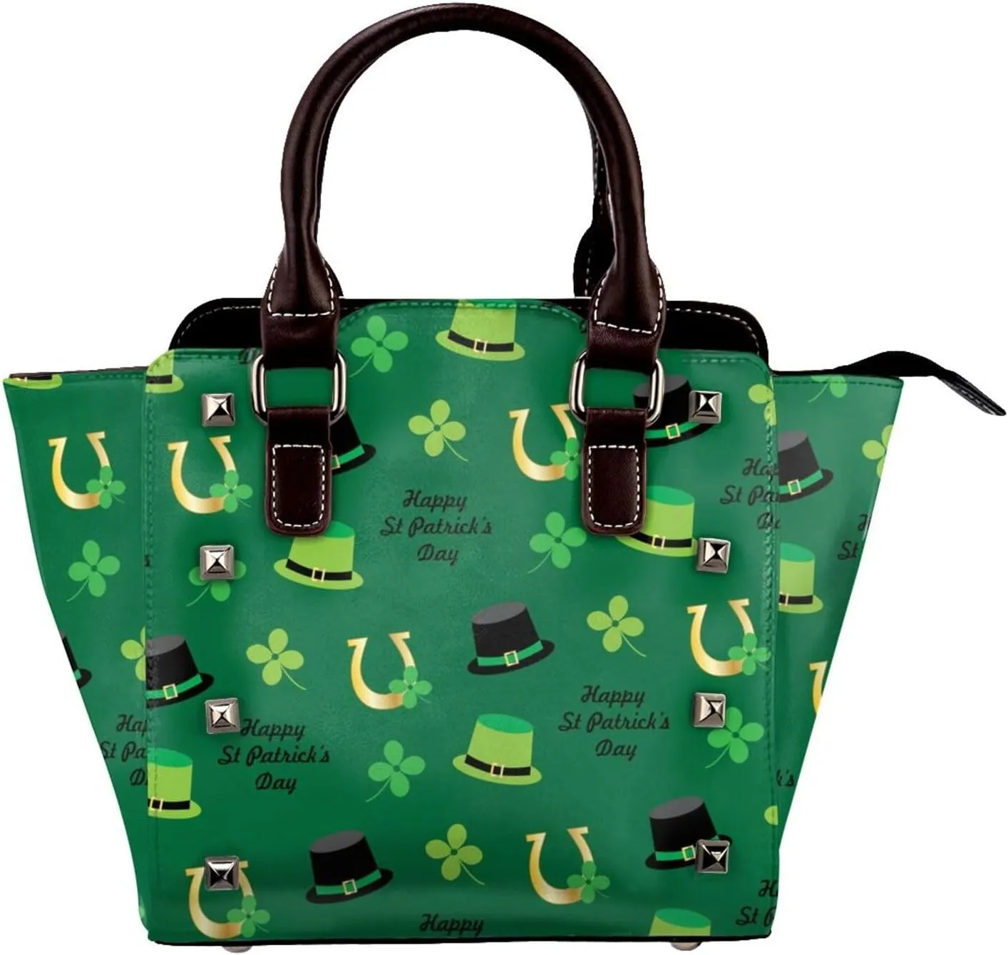 Women's PU Leather Shoulder Bag Handbag Shopping Purse Handle Satchels Studded Totes Clutch Bag