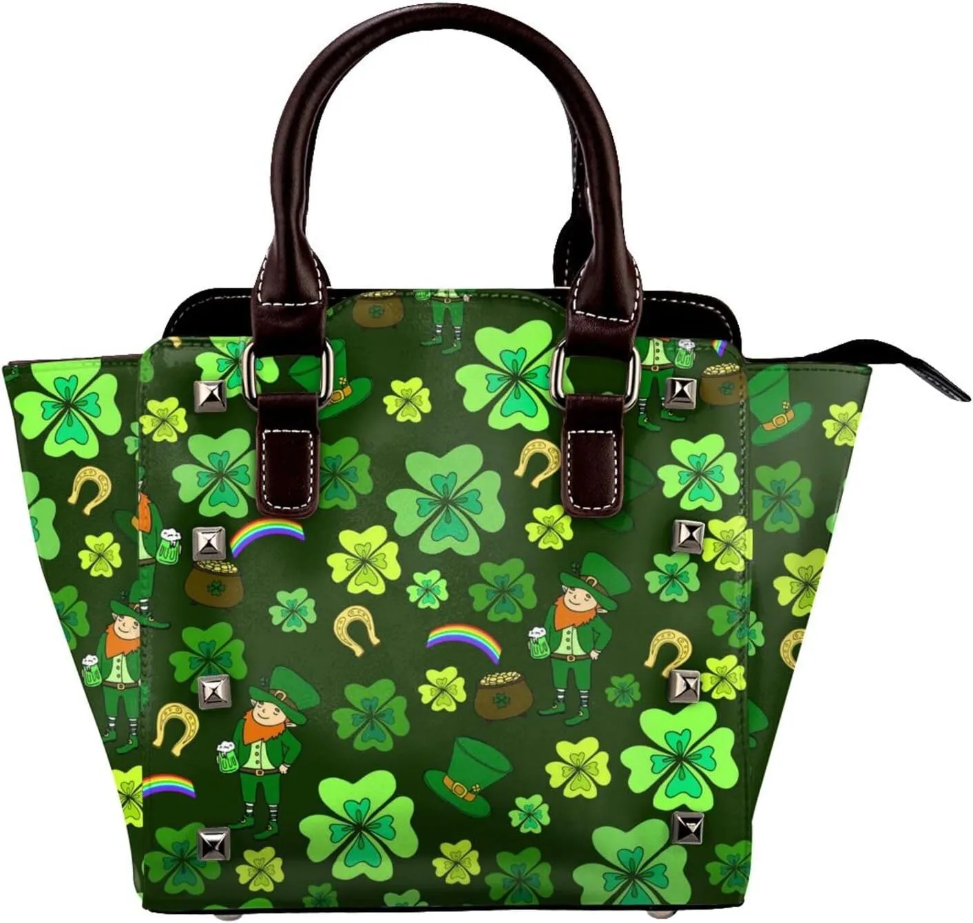 Women's PU Leather Shoulder Bag Handbag Shopping Purse Handle Satchels Studded Totes Clutch Bag