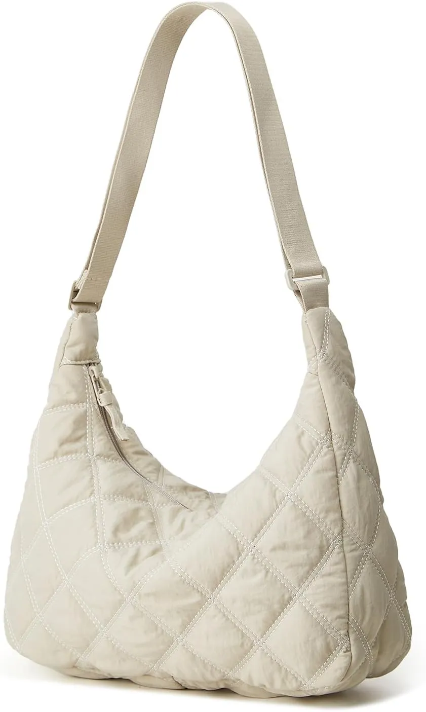 Women's Puffer Totes Fashion Quilted Shoulder Crossbody Bag Solid Color Rhombus Down Padded Handbag Dumpling Purse