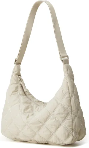 Women's Puffer Totes Fashion Quilted Shoulder Crossbody Bag Solid Color Rhombus Down Padded Handbag Dumpling Purse