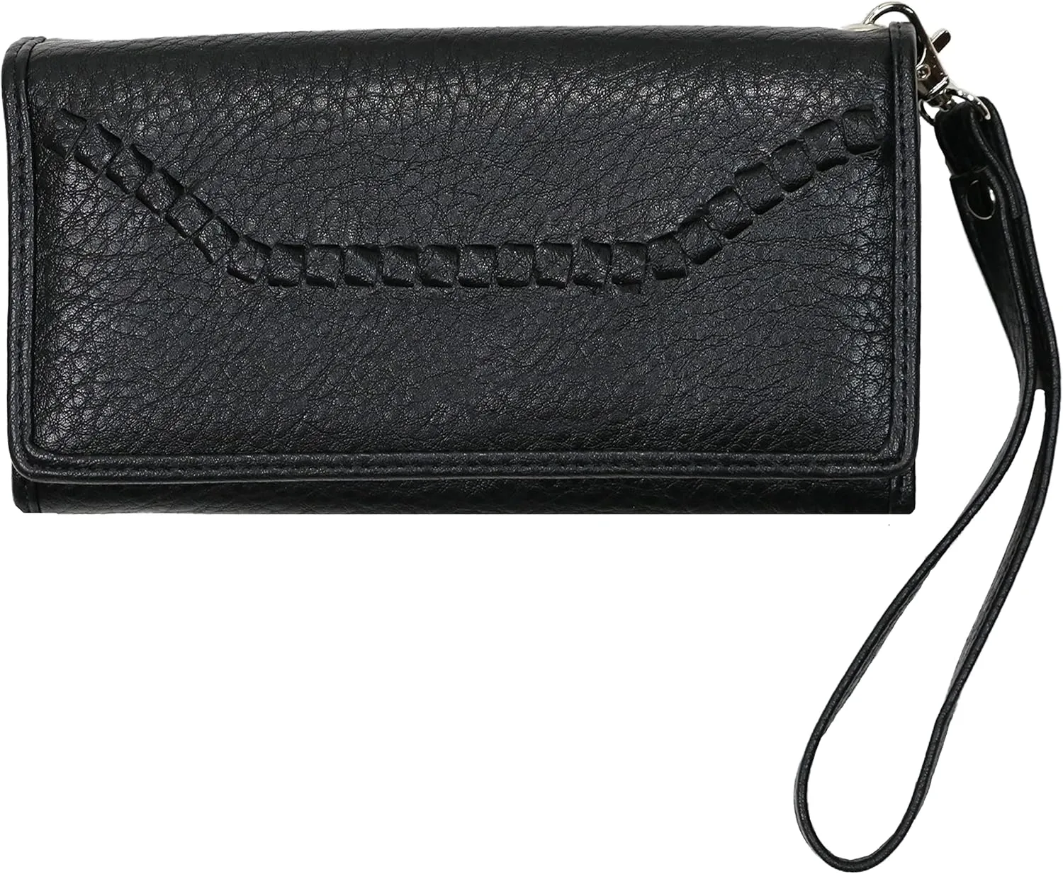 Women's Rfid Blocking Tri-fold Clutch Wallet for Ladies (Black)
