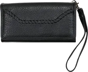 Women's Rfid Blocking Tri-fold Clutch Wallet for Ladies (Black)