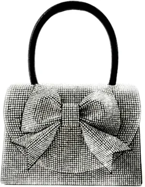 Womens Rhinestone Bow Clutch Purse Sparkling Evening Bag Crystal Clasp Tote Handbags for Formal Prom Party Wedding