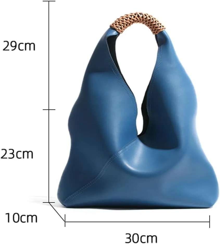Women's Soft Genuine Leather Shoulder Bag Trendy Triangle Tote Purse Large Working Handbag Designer Satchels