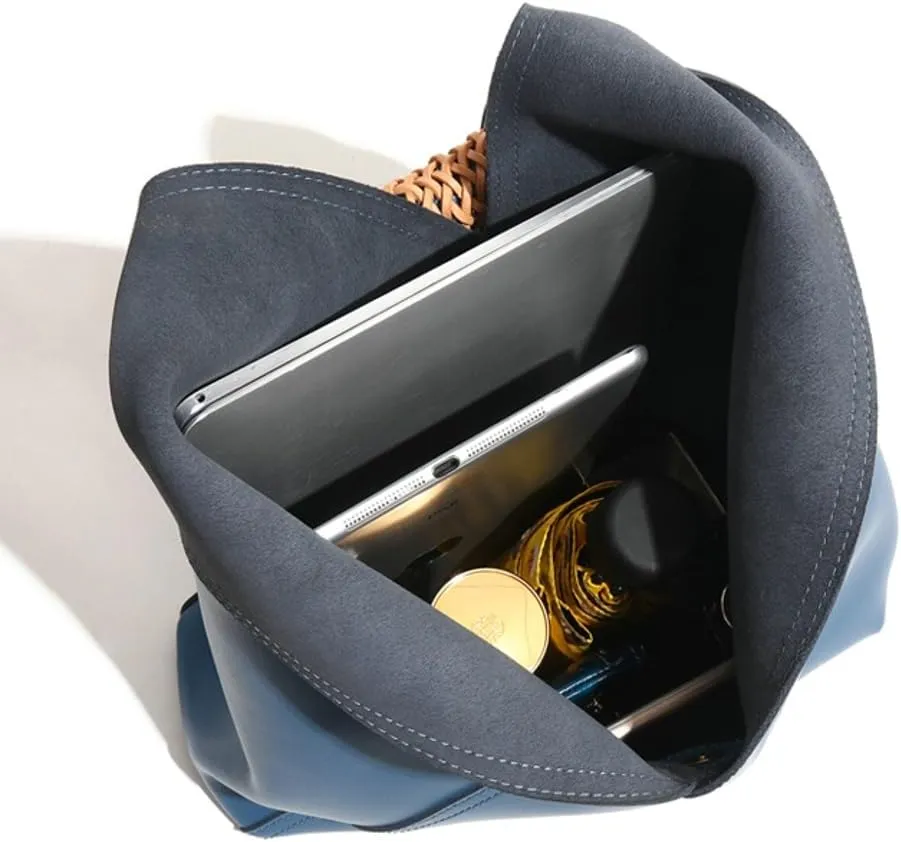 Women's Soft Genuine Leather Shoulder Bag Trendy Triangle Tote Purse Large Working Handbag Designer Satchels