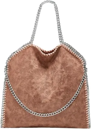 Womens Soft Vegan Leather Shoulder Bags Large Y2k Tote Purse Working Top Handle Handbags Foldable Satchels with Chian