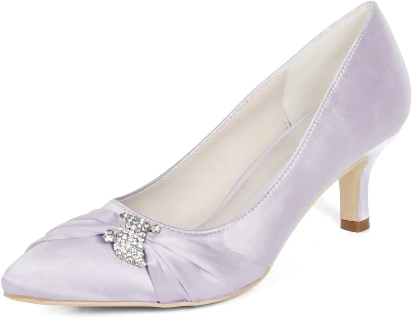 Womens Wedding Shoes NALoRa Women's Rhinestone Heeled Sandals Pointy Toe Stilettos High Heels Pointed Toe Slip on Pumps Wedding Shoes for Bridal Dress(Light Gray,6 UK)