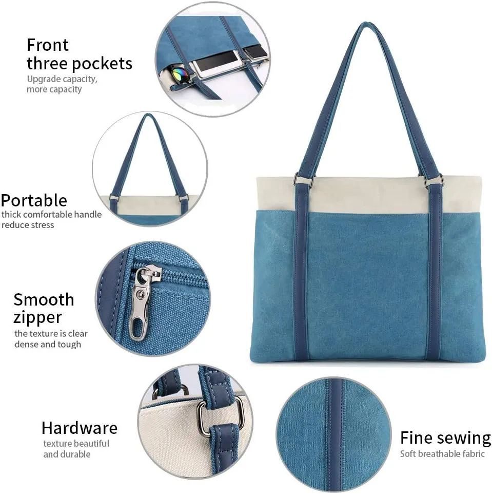 Women's Work Bag with Laptop Compartment Zipper Pockets Teacher Totes Purse