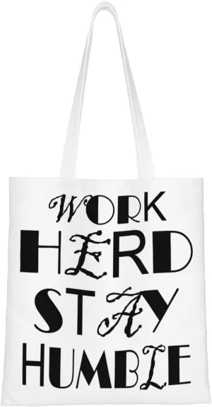 Work Herd Stay Humble Tote Bag for Women Canvas Shopping Bags Reusable Beach Bag Grocery Bags Tote Shoulder Bag Gift Bags