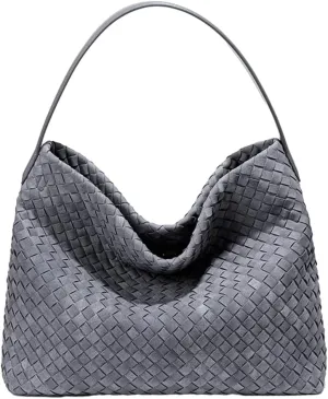Woven Bags Women Slouchy Woven Suede Tote Bag Trendy Suede Hobo Purse Vintage Satchels Handbag for Work Travel