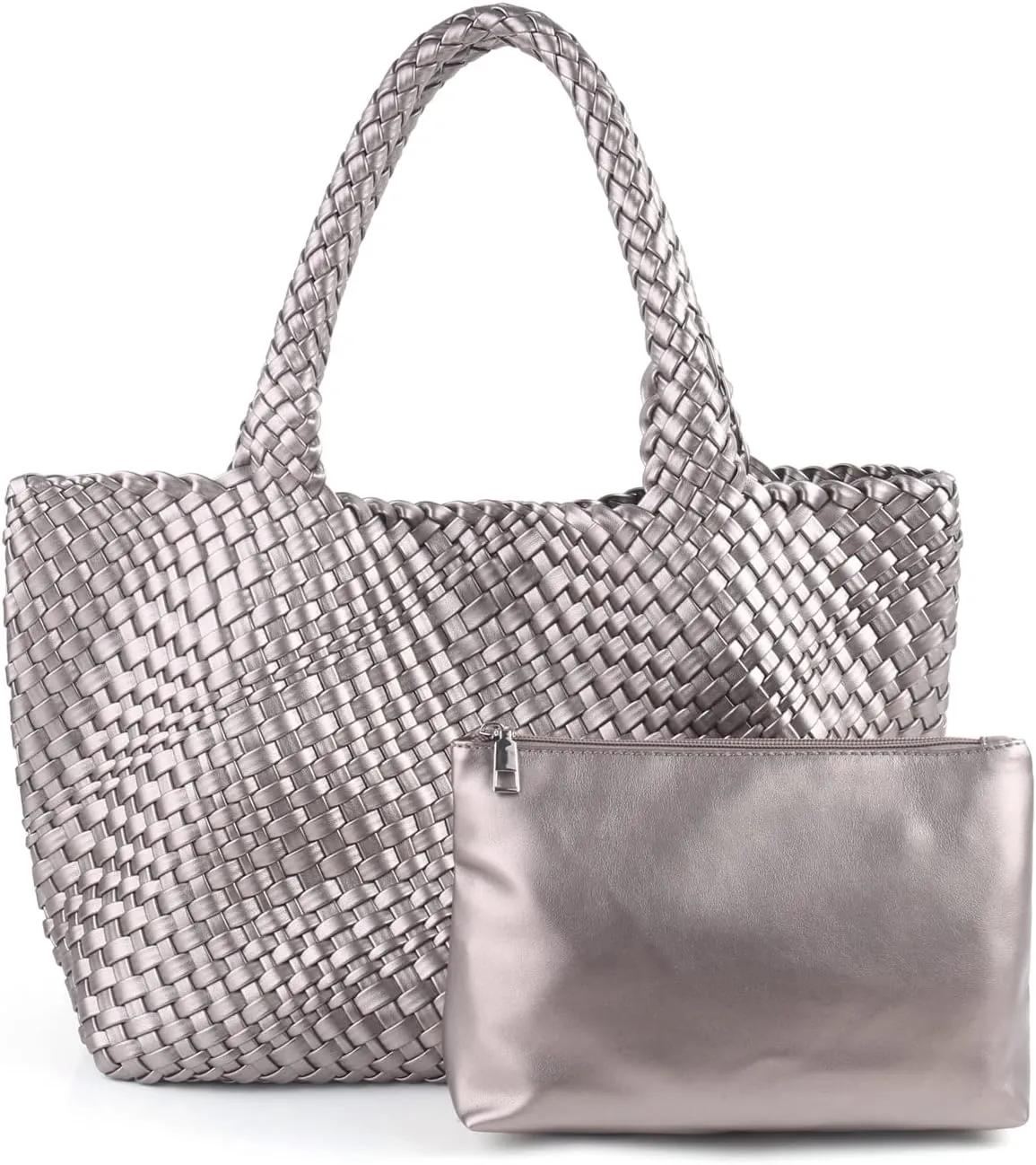 Woven Tote Bag Womens Purse Vegan Leather Shoulder Handbags Fashion Summer Beach Tote Bags Large Travel Totes