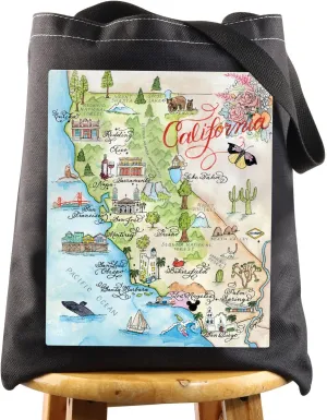 WZMPA California State Tote Bag - Travel Gift, Vacation Reusable Grocery Bags, Trip Merchandise