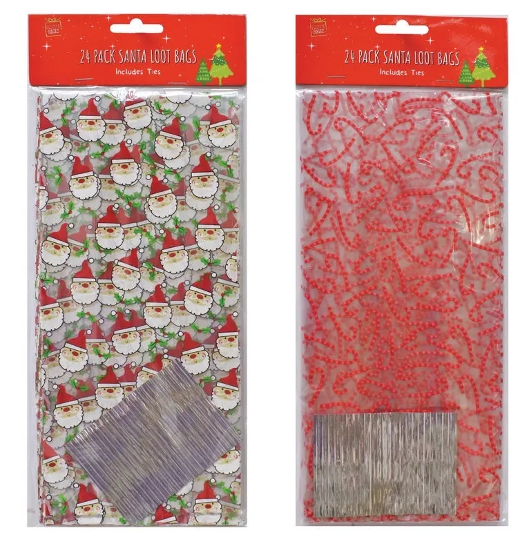 Xmas Party Loot Bags With Ties 24PK