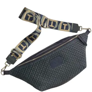 XXL NAVY 3D LEATHER STATMENT BELT BAG