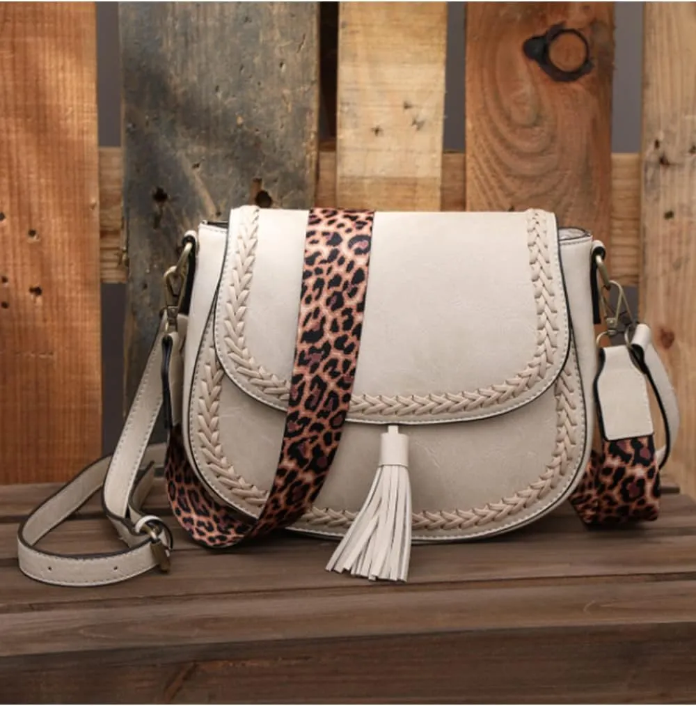 YAQUNICER Women Retro Crossbody Handbag Saddle Tassel Satchel Purses Shoulder Bag