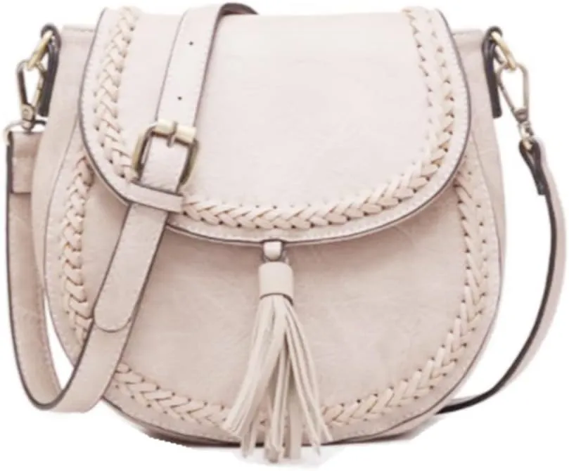 YAQUNICER Women Retro Crossbody Handbag Saddle Tassel Satchel Purses Shoulder Bag