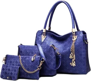 YAQUNICER Women Synthetic PU Leather Tote Satchel Hobo Backpack 4pcs Shoulder Top-Handle Crossbody Handbag