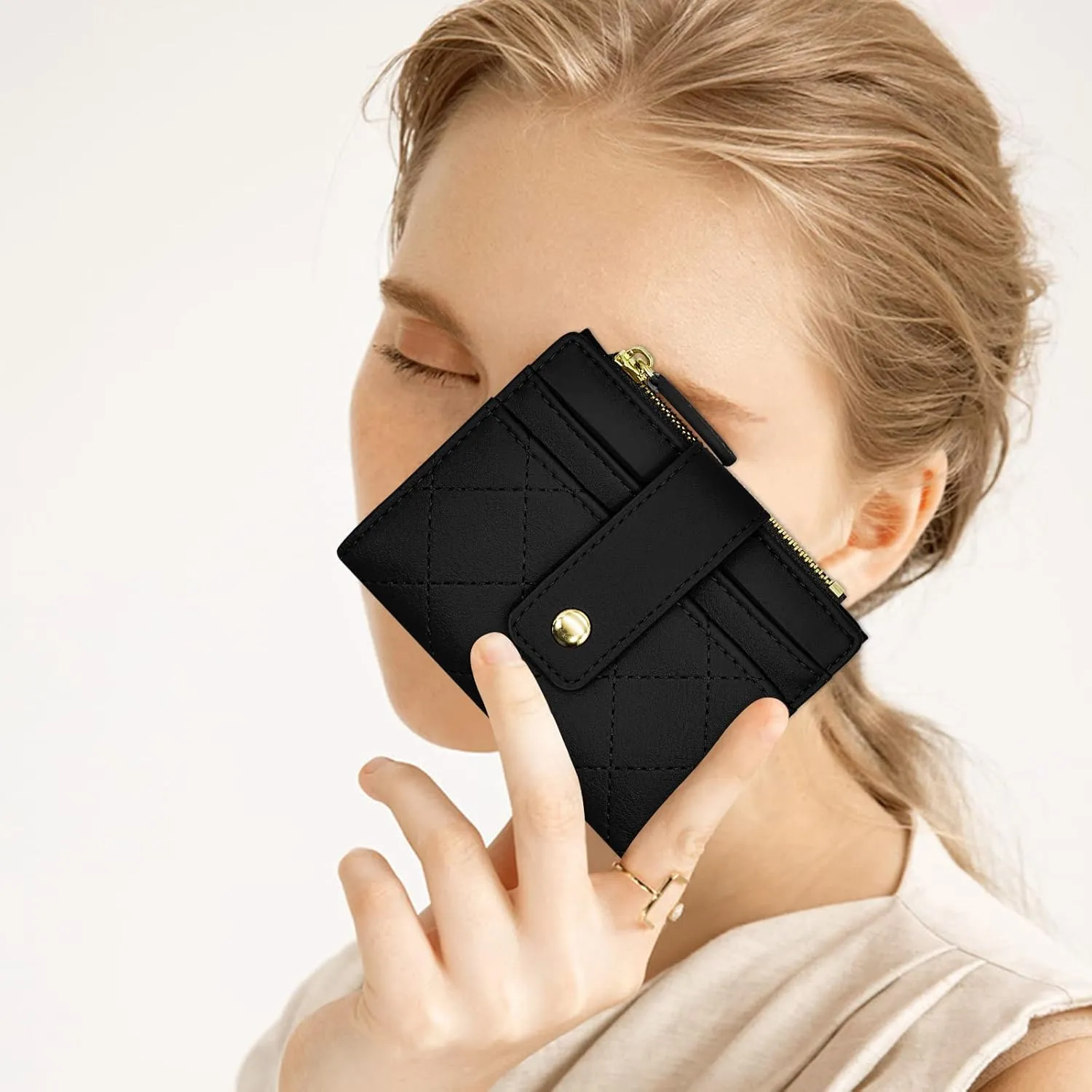 YINHEXI RFID Women Wallet, Small Slim PU Leather Bifold Wallet with Zipper Coin Pocket & ID Window, for Ladies, Teens, and Girls