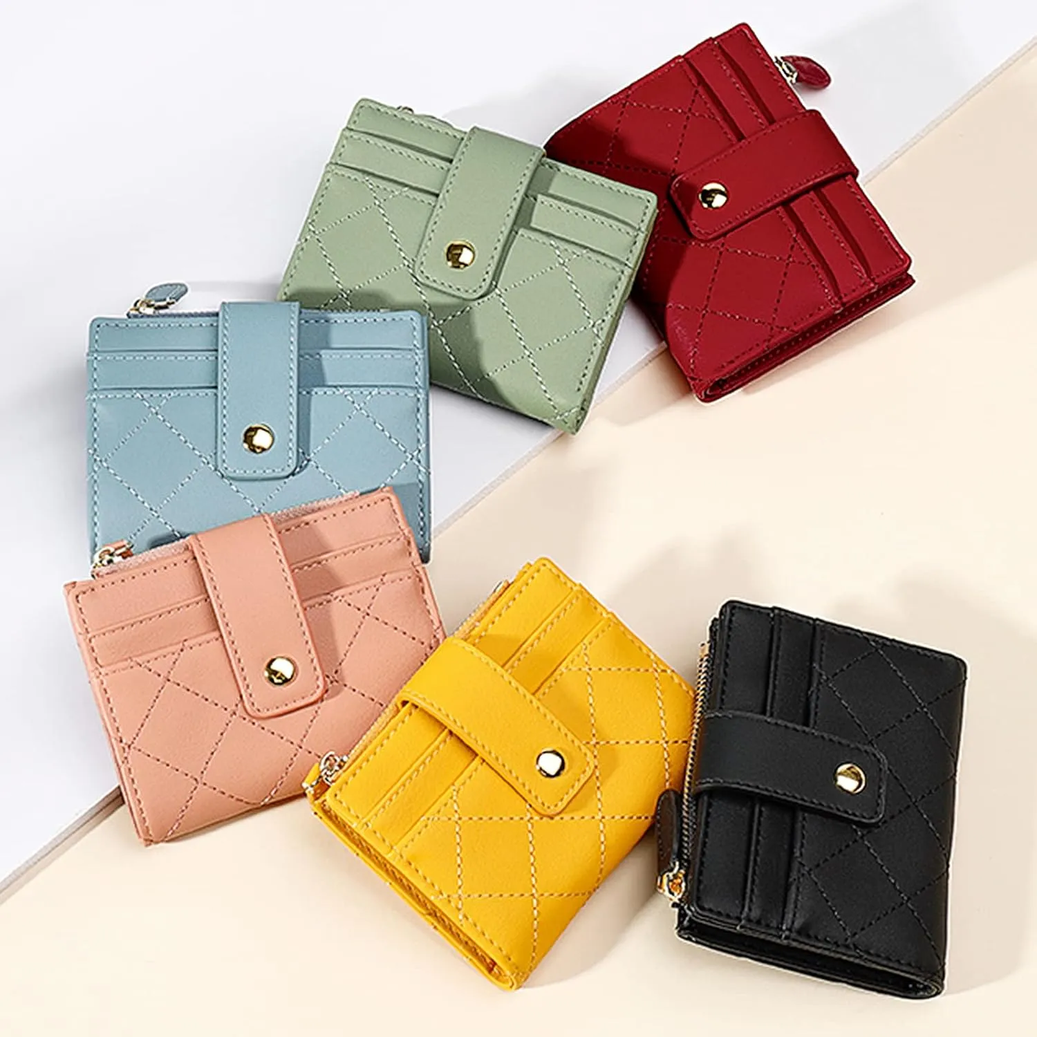 YINHEXI RFID Women Wallet, Small Slim PU Leather Bifold Wallet with Zipper Coin Pocket & ID Window, for Ladies, Teens, and Girls