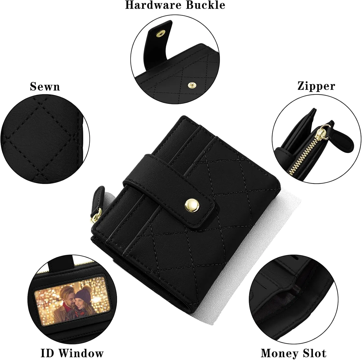YINHEXI RFID Women Wallet, Small Slim PU Leather Bifold Wallet with Zipper Coin Pocket & ID Window, for Ladies, Teens, and Girls