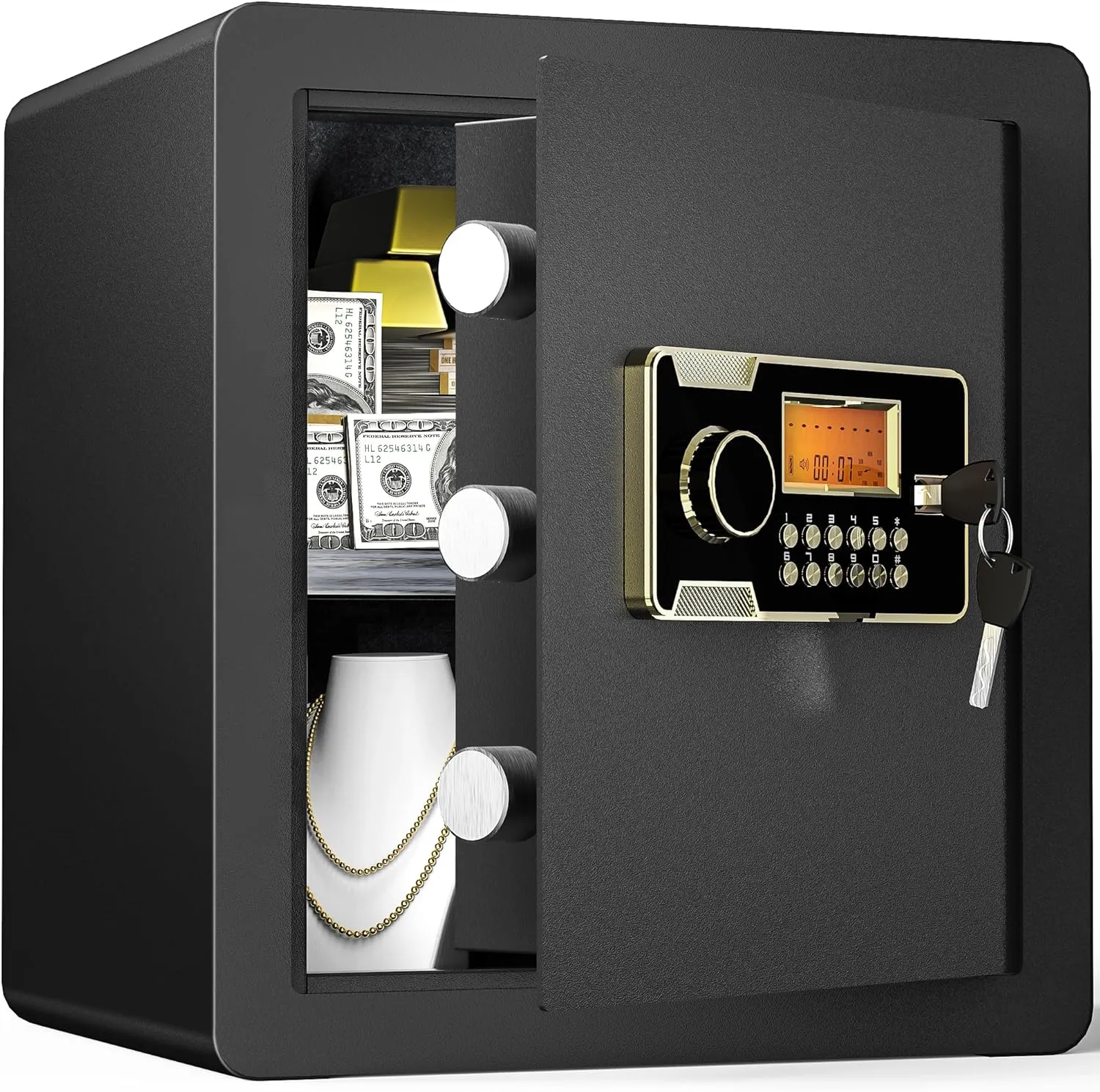 YITAHOME 2 2.0 Cu ft Fireproof Safe Box, Home Safe with Fireproof Document Bag, Digital Keypad Lock Security with Removable Shelf for Home Office Hotel- Protect Important Valuables