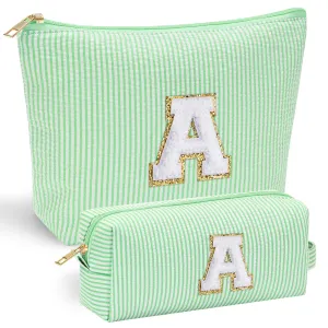 YOOLIFE Gifts for Girls Teen Girls - 2 Travel Makeup Bag | Initial Make Up Bag | Personalized Gifts for Women Friends | Skin Care Bag | Makeup Bag for Girls Teen Girls | Tween Girls Trendy Stuff A