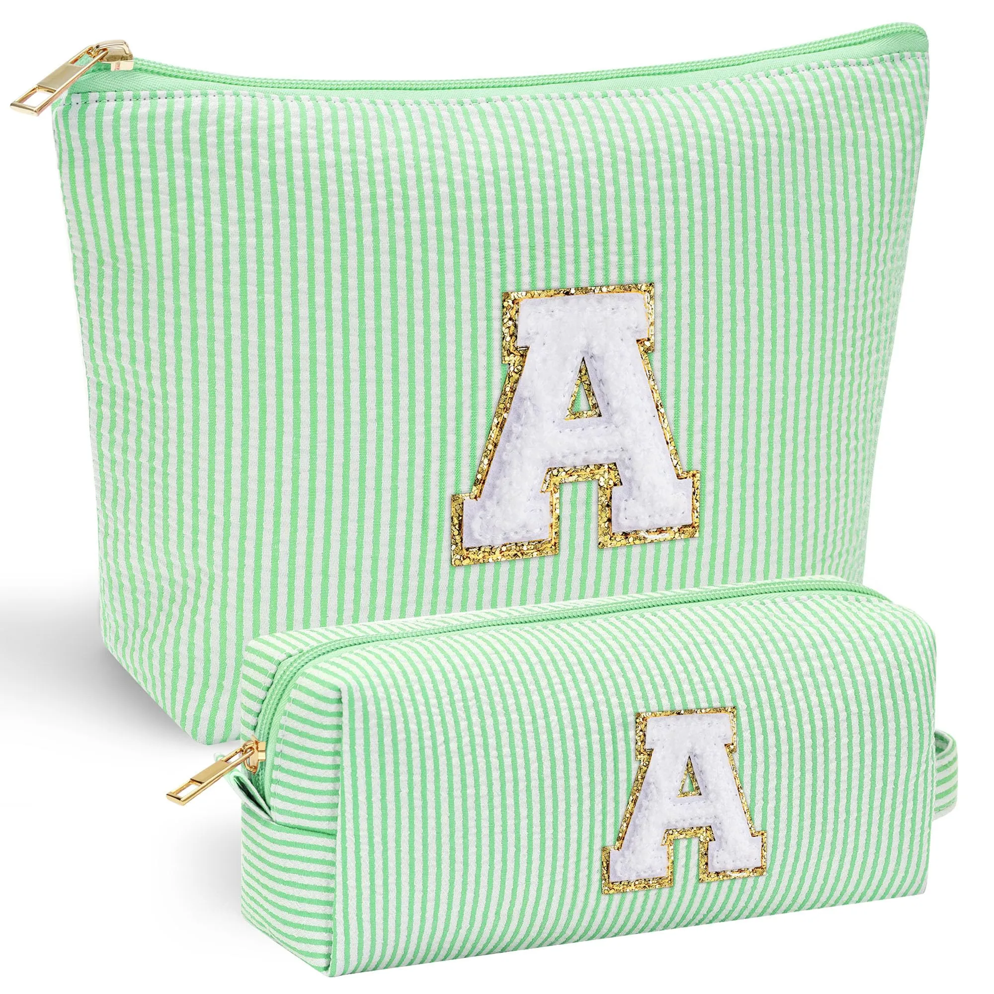YOOLIFE Gifts for Girls Teen Girls - 2 Travel Makeup Bag | Initial Make Up Bag | Personalized Gifts for Women Friends | Skin Care Bag | Makeup Bag for Girls Teen Girls | Tween Girls Trendy Stuff A