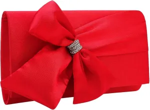 YYW Bow Clutch Purses for Women Evening Bag Formal Vintage Satin Handbags for Bridal Wedding Party