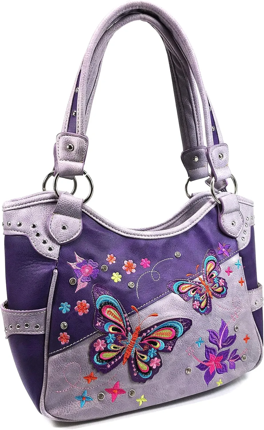 Zelris Butterfly Flower Season Embroidery Conceal Carry Tote Handbag Purse Set