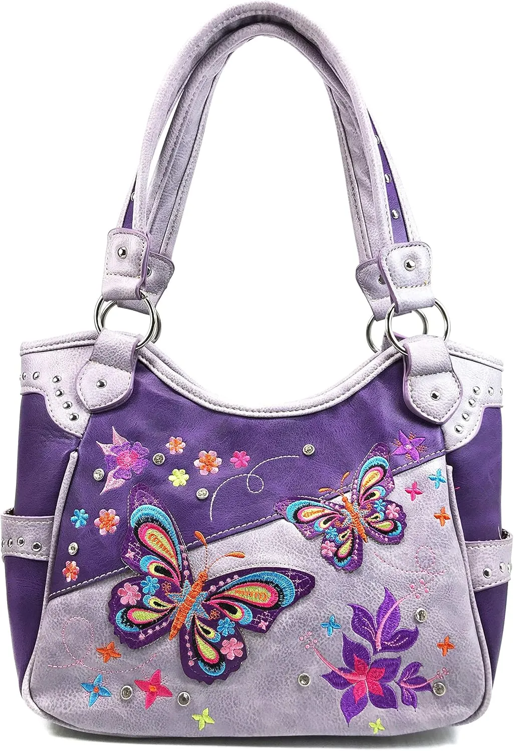 Zelris Butterfly Flower Season Embroidery Conceal Carry Tote Handbag Purse Set