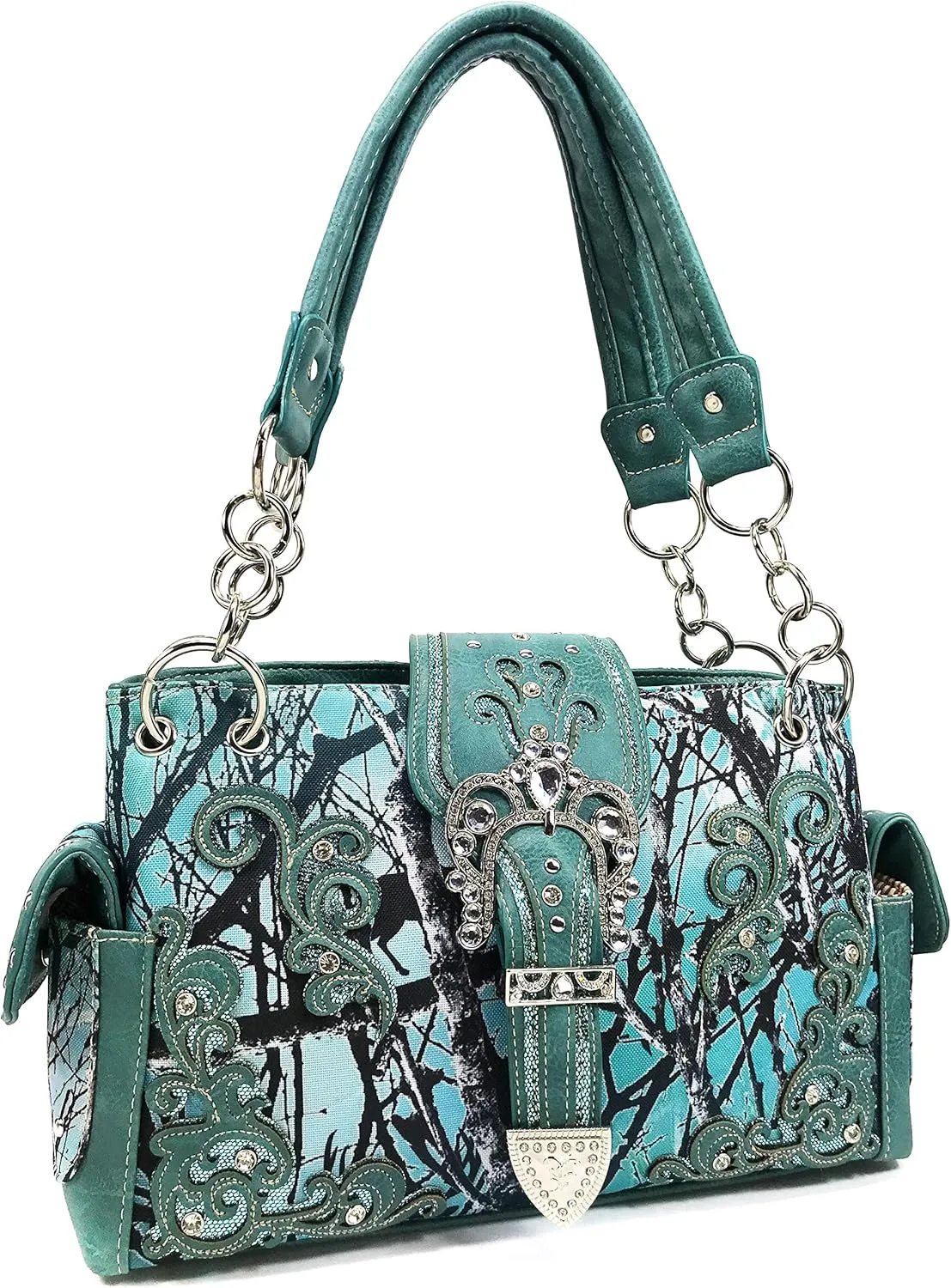 Zelris Camouflage Shine Glow Buckle Women Conceal Carry Handbag with Wallet Set