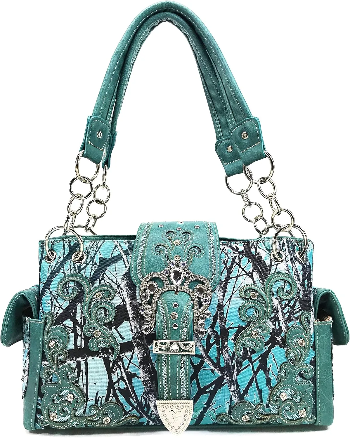 Zelris Camouflage Shine Glow Buckle Women Conceal Carry Handbag with Wallet Set