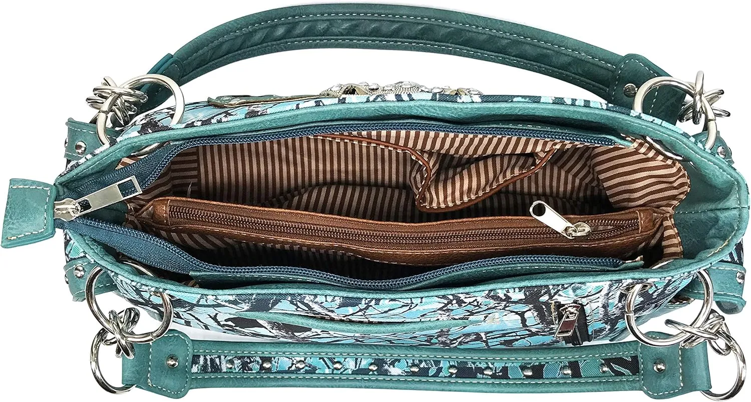 Zelris Camouflage Shine Glow Buckle Women Conceal Carry Handbag with Wallet Set