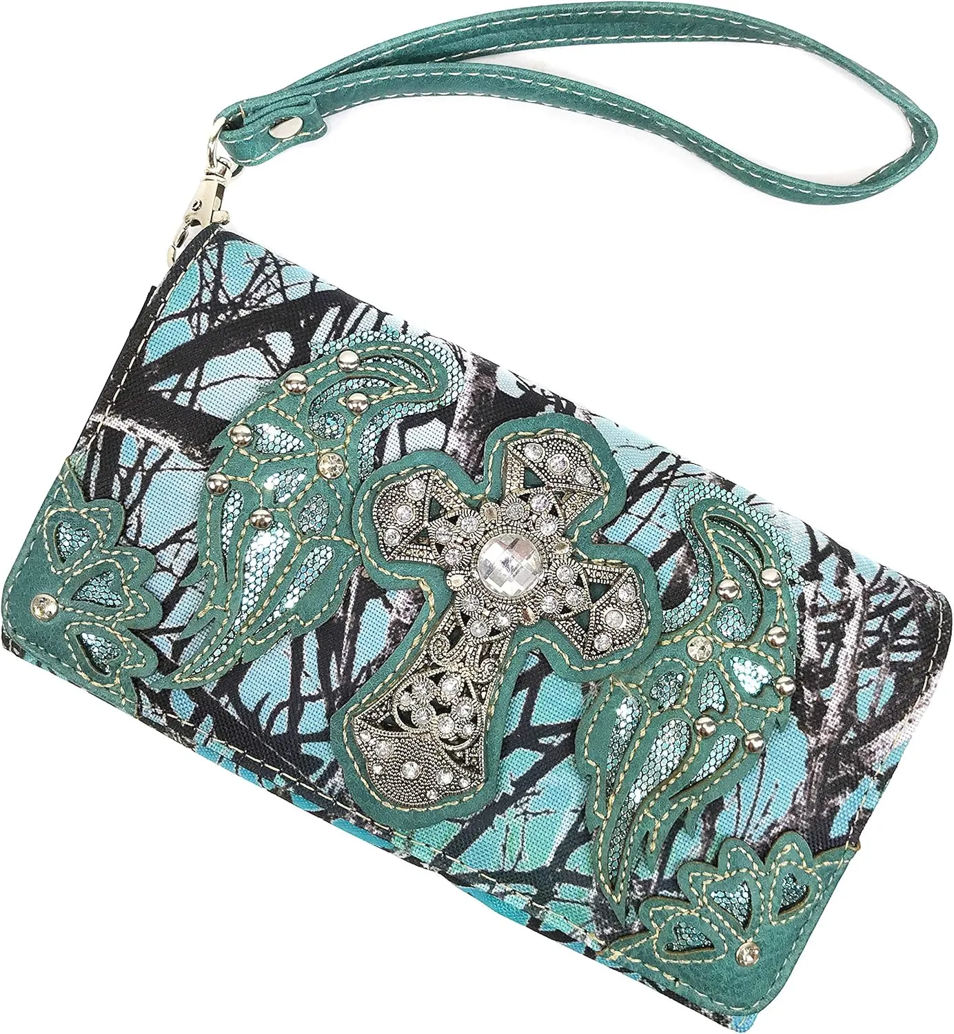 Zelris Camouflage Shine Glow Cross Wings Women Conceal Carry Handbag with Wallet