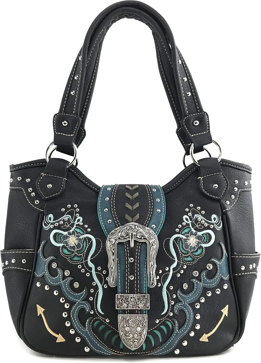 Zelris Floral Poppy Buckle Western Women Conceal Carry Tote Handbag Purse Set