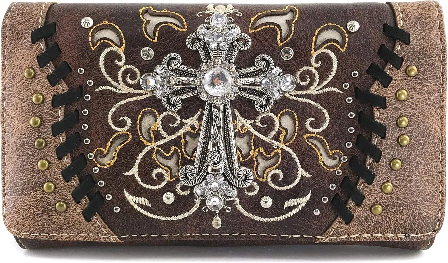 Zelris Spring Bloom Western Cross Women Crossbody Wrist Trifold Wallet