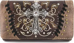 Zelris Spring Bloom Western Cross Women Crossbody Wrist Trifold Wallet