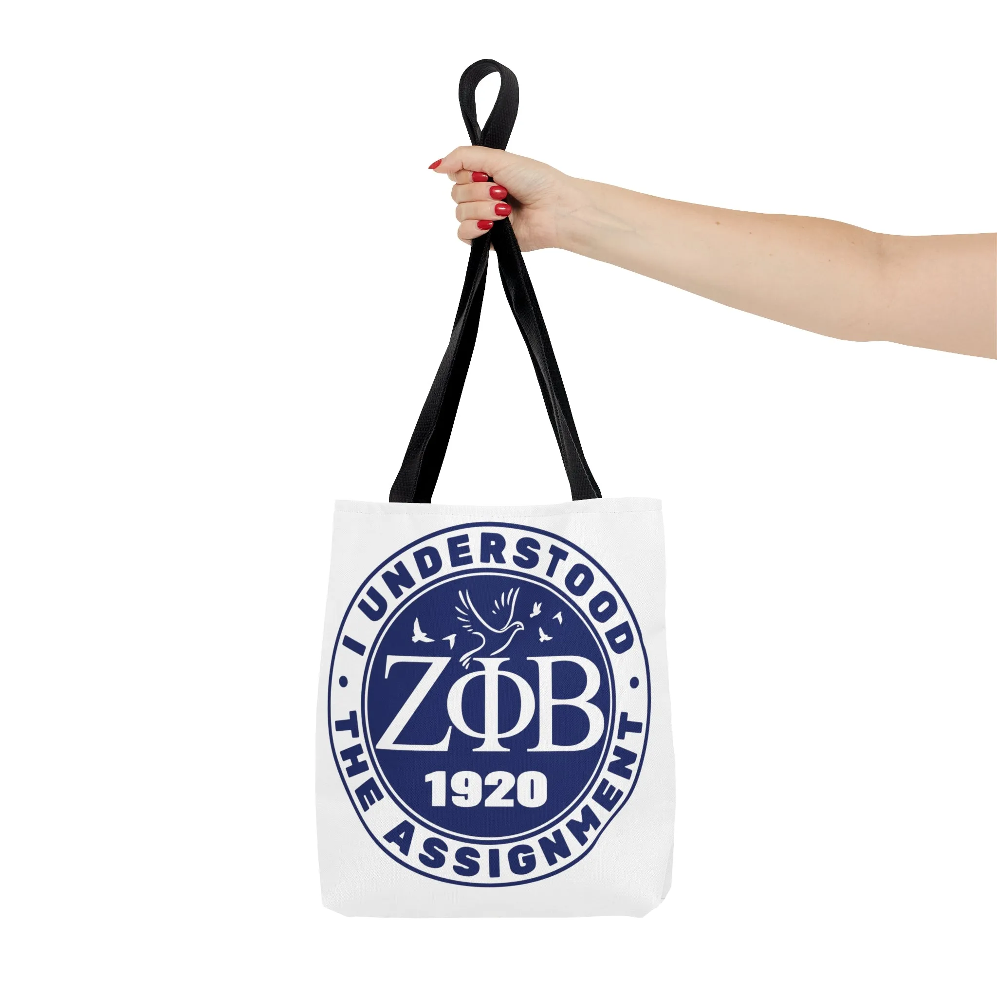 Zeta Phi Beta "I Understood the Assignment" Tote Bag (White)